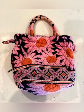 Vera Bradley Pink Quilted Tote with Orange and Navy Accents